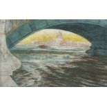 Richard Bawden RWS NEAC RE (British, b.1936), 'Southwark Bridge', colour etching, signed, titled and