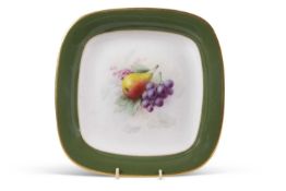 Royal Worcester dish painted with fruits with fruit to the centre signed by Chivers within a green