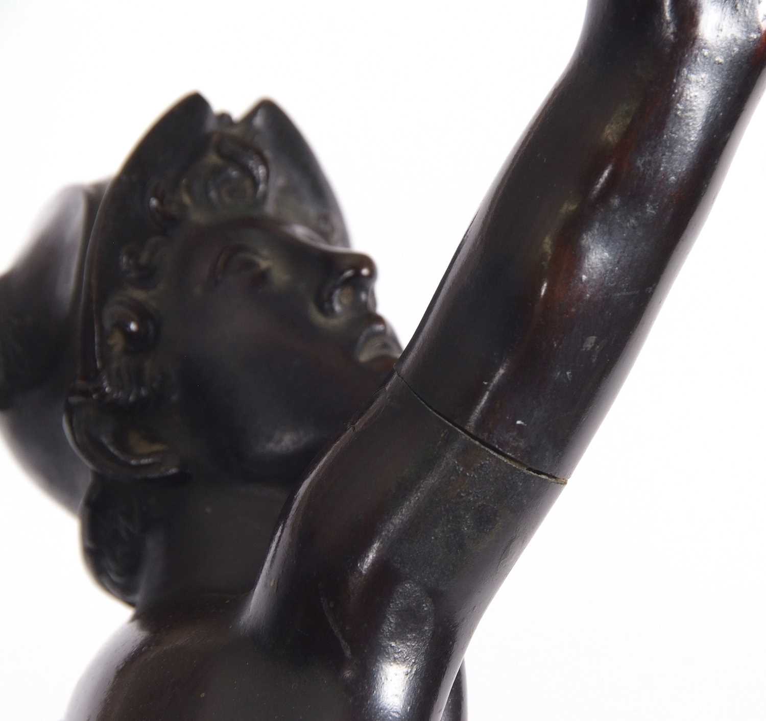 After Giambologna: a pair of Grand Tour bronze figures of Mercury and Fortuna, on red marble socle - Image 13 of 14