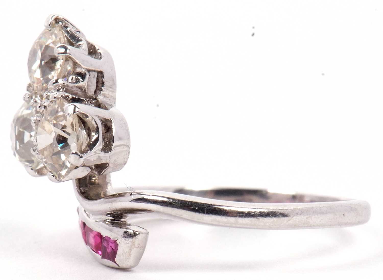 Diamond and ruby ring, the trefoil set three old brilliant cut diamonds, total carat weight - Image 5 of 45