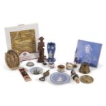 A group of Nelson related items including small Wedgwood spill vase with sprig design of the death