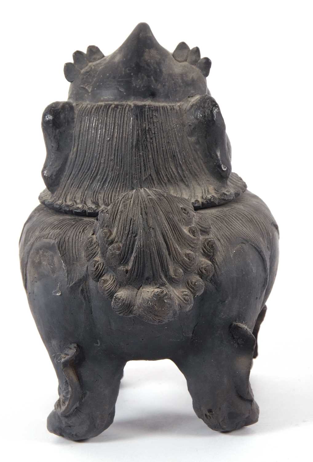 An unusual bronzed effect incense burner decorated as a mythical beast, in a ceramic body rather - Image 6 of 6