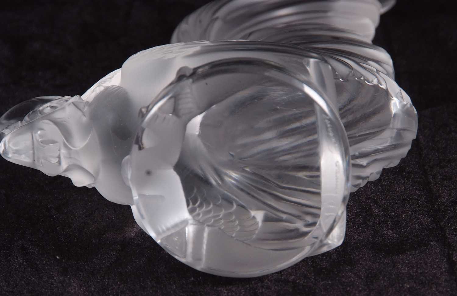 Lalique Coq Nain car mascot in the form of a moulded cockerel in clear and frosted glass engraved - Image 7 of 7