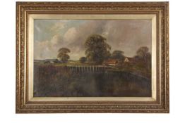 Henry Cooper (British, Act.1910-1935), 'The River Lea Near Waltham', oil on canvas, signed and dated