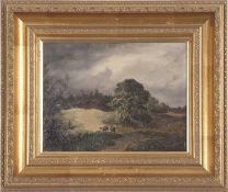 Edward Charles Williams (British, 1807-1881), 'Sheep in a landscape', oil on board, 8x10ins, framed