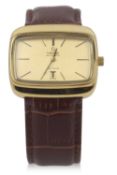 An Omega De Ville automatic gents watch, the watch has a gold plated case with matching gold