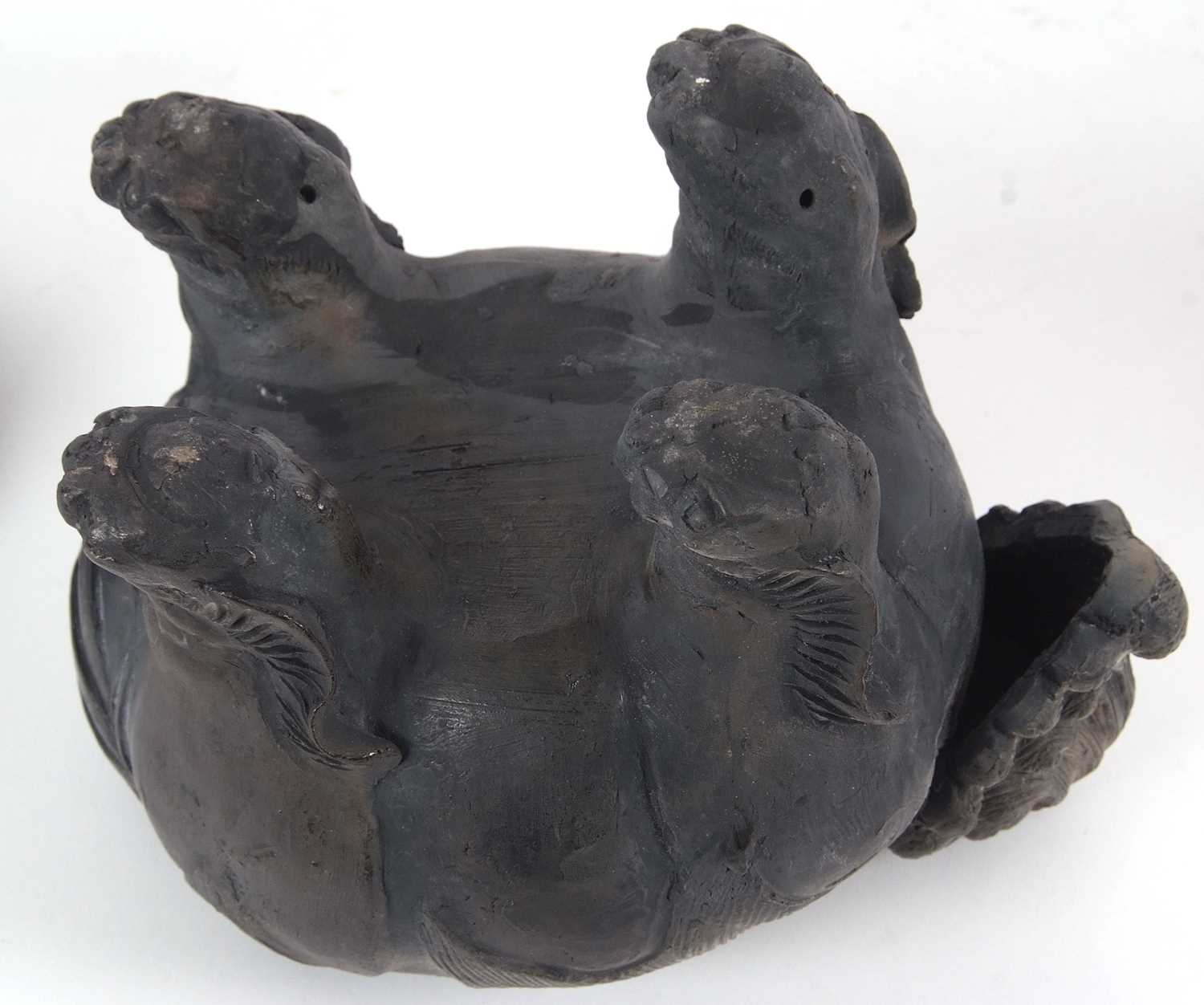 An unusual bronzed effect incense burner decorated as a mythical beast, in a ceramic body rather - Image 5 of 6