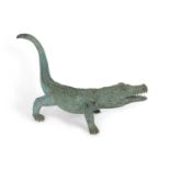 Bronzed metal model of a crocodile, approx 120cm long