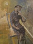 Mary Newcomb RA (British,1922-2008), "Nostalgic Girl", gouache, signed, 20.5x26.5ins, "The Flint