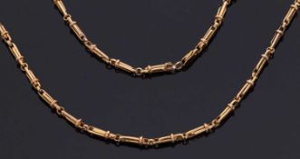 A 9ct fancy link necklace, the rectangular links with small round spacers stamped 9k and 375 to both