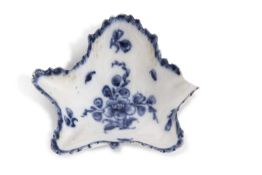 A rare hard past Bristol pickle dish decorated with a blue and white design, blue X mark to base,