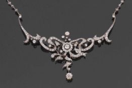 A late Victorian adaptable diamond necklace/brooch, the central removal pendant/brooch set to centre