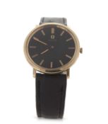 A 9ct gold gents Omega wristwatch, hallmarked on the inside of the case back 375, it has a