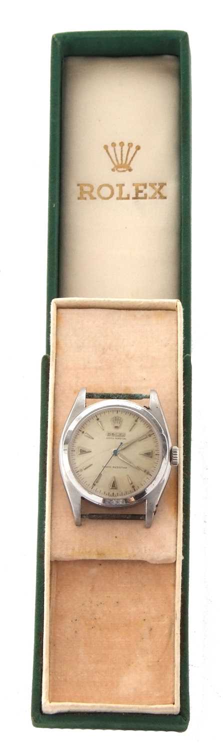 A Rolex 6098 Oyster Perpetual wristwatch, the watch has a manually crown wound movement and a - Image 3 of 7