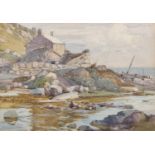 Samuel John Lamorna Birch RA RWS RWA (British,1869-1955), Building on a promontory, pencil and