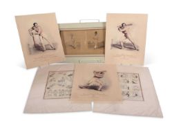 A group of cricketing prints published by H M Bateman 1920, further print of Thomas Box and James