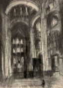 Leslie Marr (British,1922-2021), 'Norwich Cathedral', compressed charcoal on paper, signed and dated