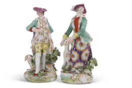 A good quality pair of 19th century Samson "Derby" style porcelain figures modelled as a lady and