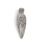 Victorian silver icicle shaped scent bottle, the hinged lid and body chased and embossed with