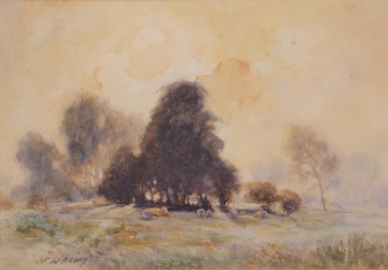 Henry Frank Waring (fl.1900-1928), a pastoral scene with grazing sheep, watercolour, signed, - Image 4 of 5