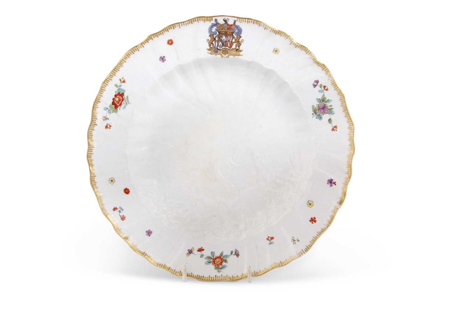 An important rare documentary Meissen plate from the swan service modelled by Kandler c.1740 the