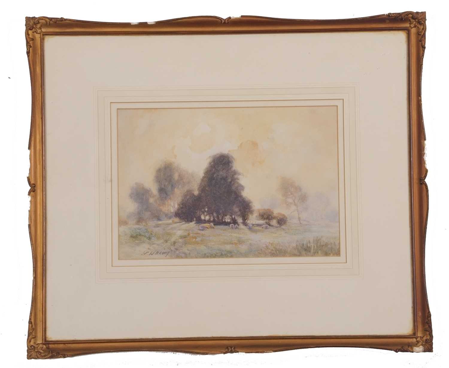 Henry Frank Waring (fl.1900-1928), a pastoral scene with grazing sheep, watercolour, signed, - Image 2 of 5