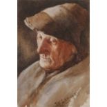 Walter Langley (British, Newlyn School 1852-1922), Head portrait of a fisherman, watercolour,
