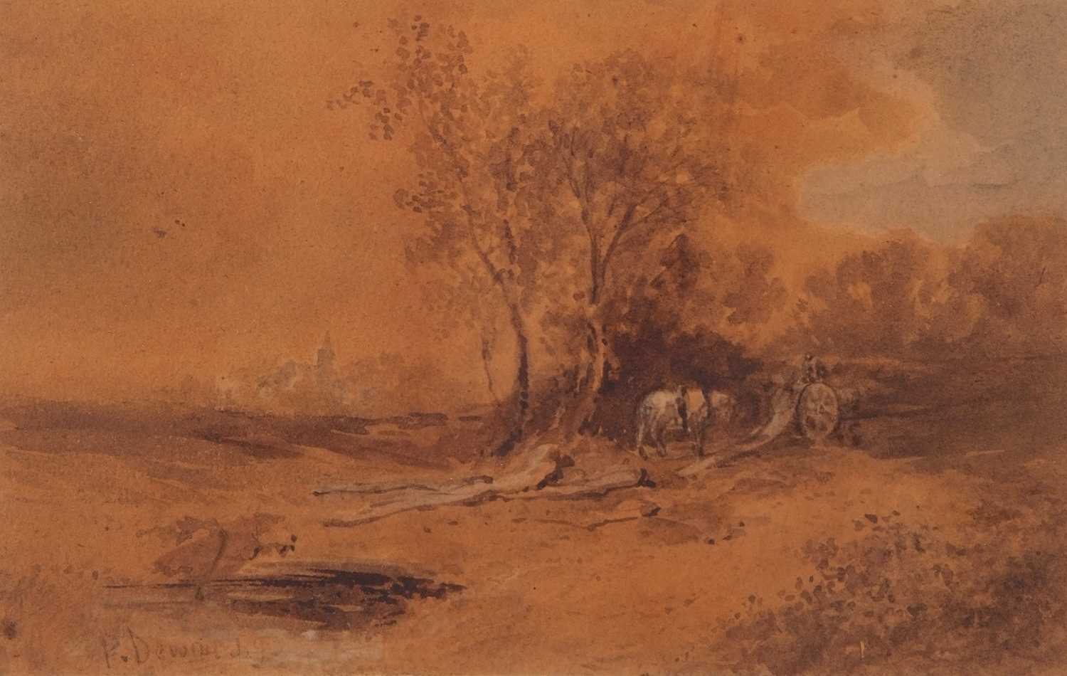 Peter De Wint O.W.S. (British, 1784-1849), horse and cart by a sandpit, watercolour, signed, 6. - Image 3 of 3