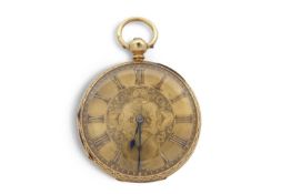 An 18ct gold pocket watch hallmarks can be found inside the case back for 18ct, the key wound