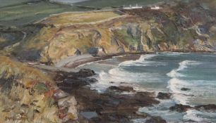 Sheila Macleod Robertson RSMA SWA (British, b.1927), Priest's Cove near Lands End, impasto oil on