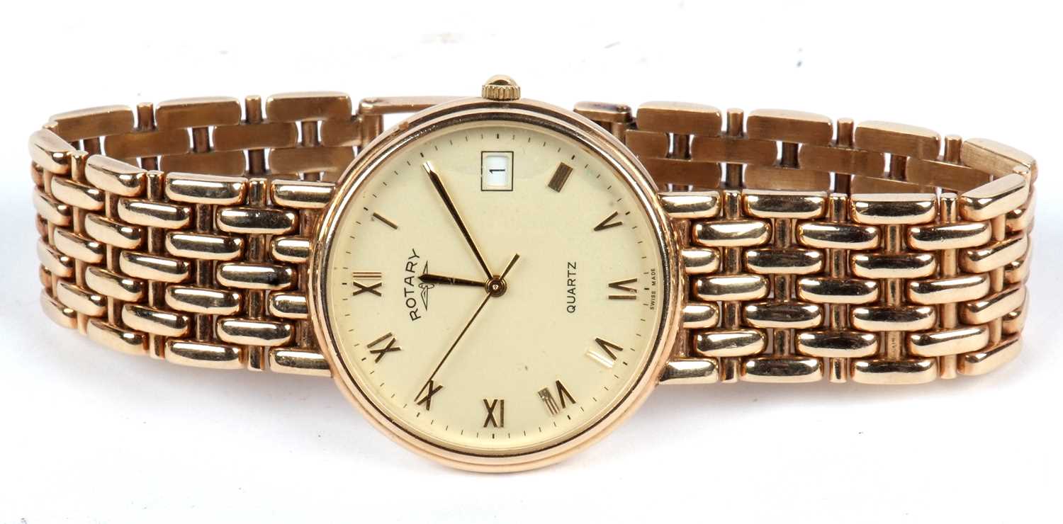 A 9ct gold quartz Rotary gents wristwatch, hallmarks for 9ct gold can be found on the bracelet - Image 9 of 13