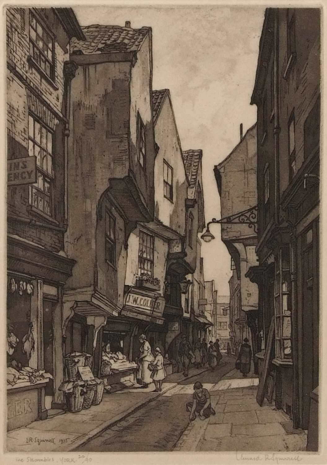 Leonard Russell Squirrell RWS RI RE (British,1893-1979), 'The Shambles, York', etching, numbered
