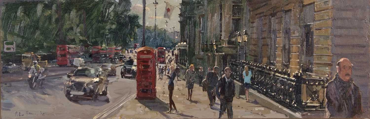 Peter Brown NEAC ROI (British, b.1967) London scene " Towards Hyde Park from Piccadilly", oil on - Image 3 of 4