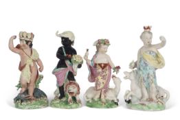 A set of Derby figures emblematic of the seasons, circa 1780, patch mark to base, 16cm high