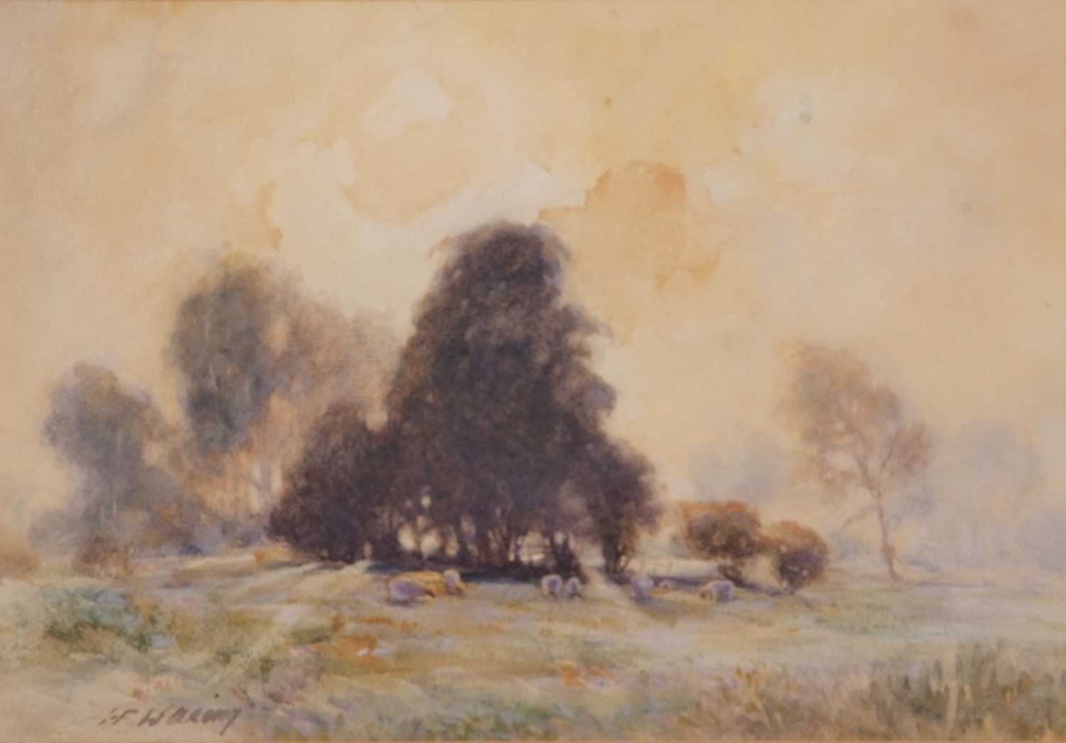 Henry Frank Waring (fl.1900-1928), a pastoral scene with grazing sheep, watercolour, signed, - Image 3 of 5