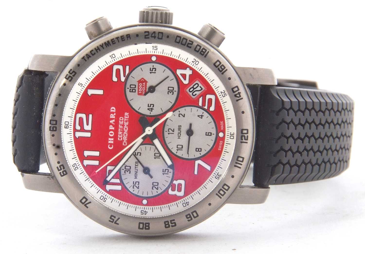 A Chopard Mille Miglia 8195 chronograph Rosso Corsa gents wristwatch, the watch features a - Image 2 of 8