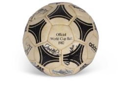 An Adidas offcial World Cup football from 1982 bearing the autographs of members of the England