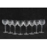 A set of eight Waterford hock glasses on faceted stems, the bases star cut to underside, 19cm high