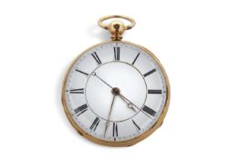 An 18ct gold open face pocket watch, hallmarked in the case back and the dust cover, the dust