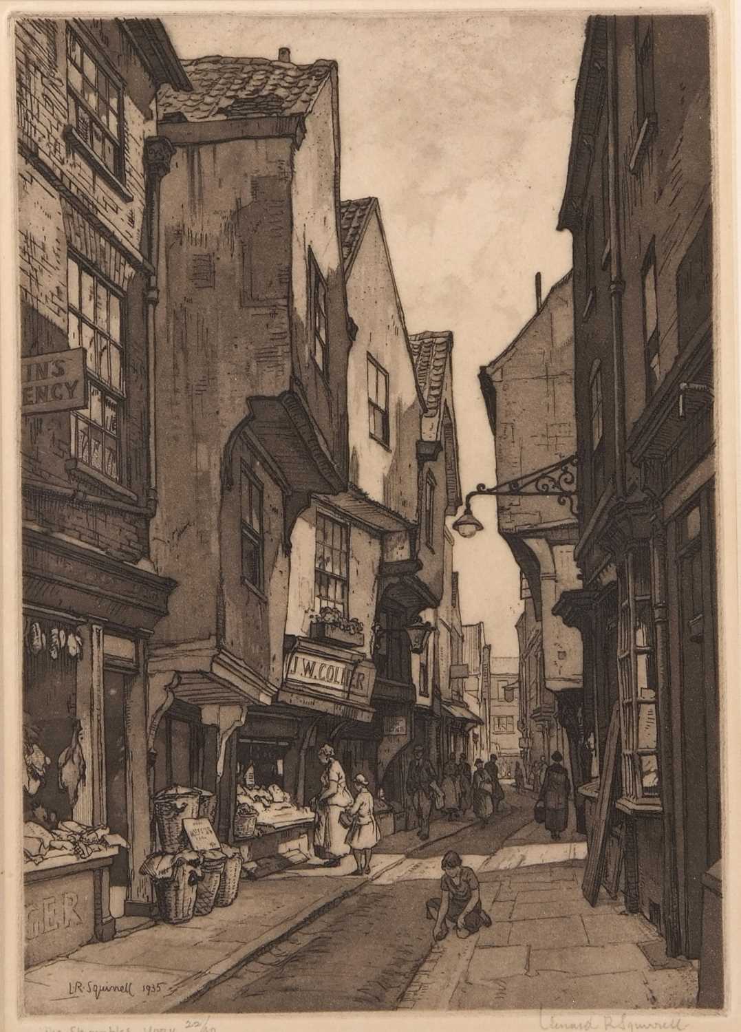 Leonard Russell Squirrell RWS RI RE (British,1893-1979), 'The Shambles, York', etching, numbered - Image 3 of 3