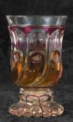 Late 19th Century Bavarian glass vase with purple overlay design, the main body decorated with small