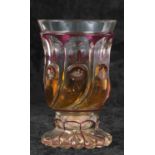 Late 19th Century Bavarian glass vase with purple overlay design, the main body decorated with small