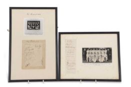 A framed photograph of the New Zealand cricket team 1931 with original signatures of players below