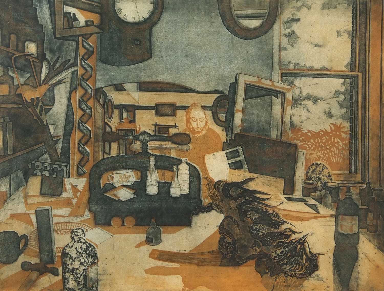 Richard Bawden (British, b.1936), 'Clutter', etching with aquatint, dated 1976, numbered 16/100, - Image 3 of 3
