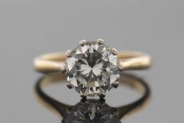 An 18ct diamond solitaire ring, the round brilliant cut diamond estimated approx. 2.18cts, clarity