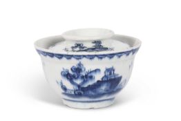 A Lowestoft porcelain miniature sucrier and cover, circa 1765 with Chinoiserie designs within