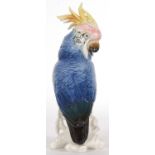 Karl Ens porcelain model of a parrot seated on a branch, 27cm high