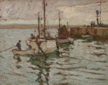 John Park RA (British,1880-1962), Fishing boats at St.Ives, oil on board, signed, 9.5x12.5ins,