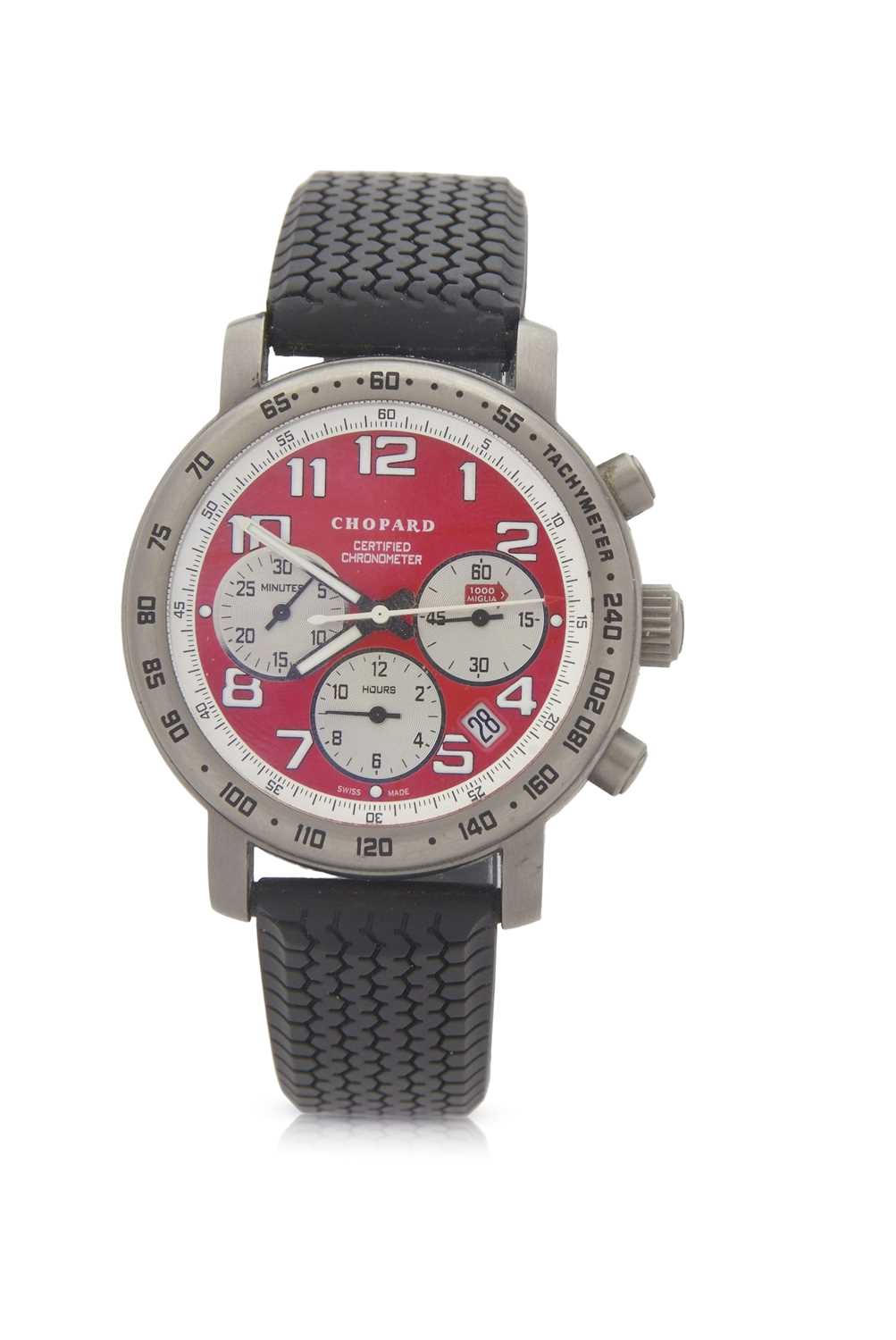 A Chopard Mille Miglia 8195 chronograph Rosso Corsa gents wristwatch, the watch features a