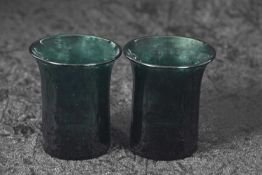 Two Early 19th Century Bristol green glass beakers, circa 1820, 8cm high, provenance with Gerald